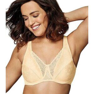 Playtex Size 44C Signature Florals Underwire Bra Natural Beige Non Padded